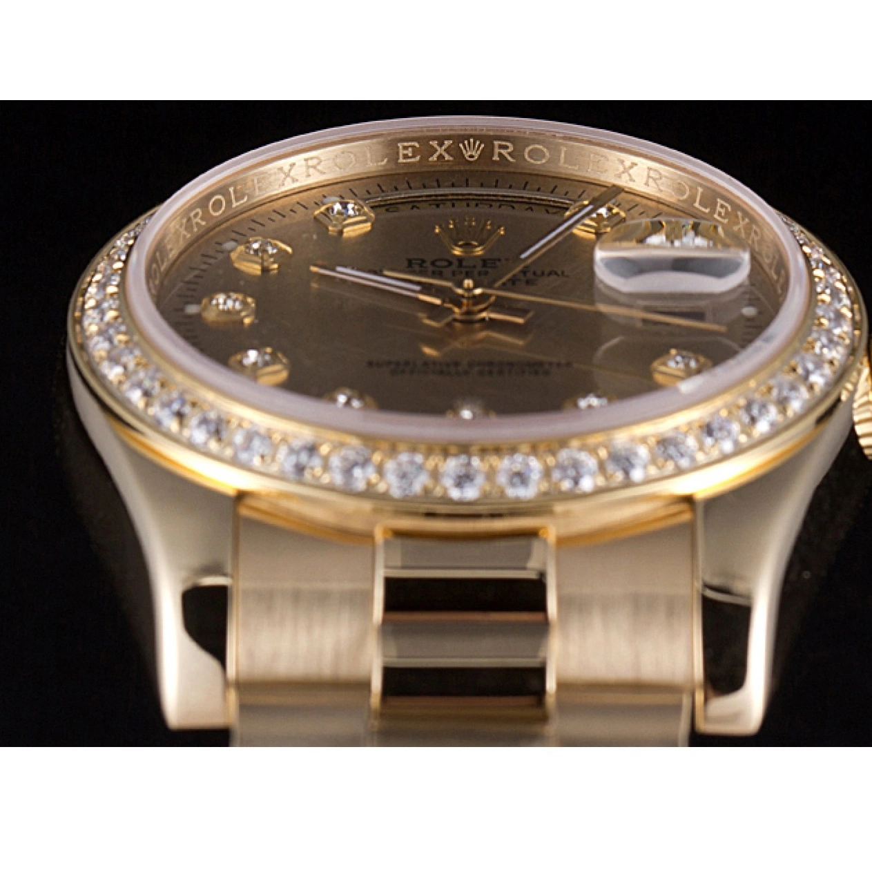 Aaa fake watches Dial Day-Date Rolex Gold Gold Yellow 18k Stainless Steel Plated 0730